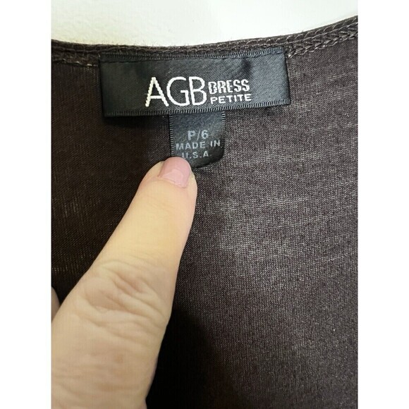 AGB Vintage‎ Women’s Empire Plunge V-neck Pleated 90’s Y2K Brown Dress - Picture 4 of 7